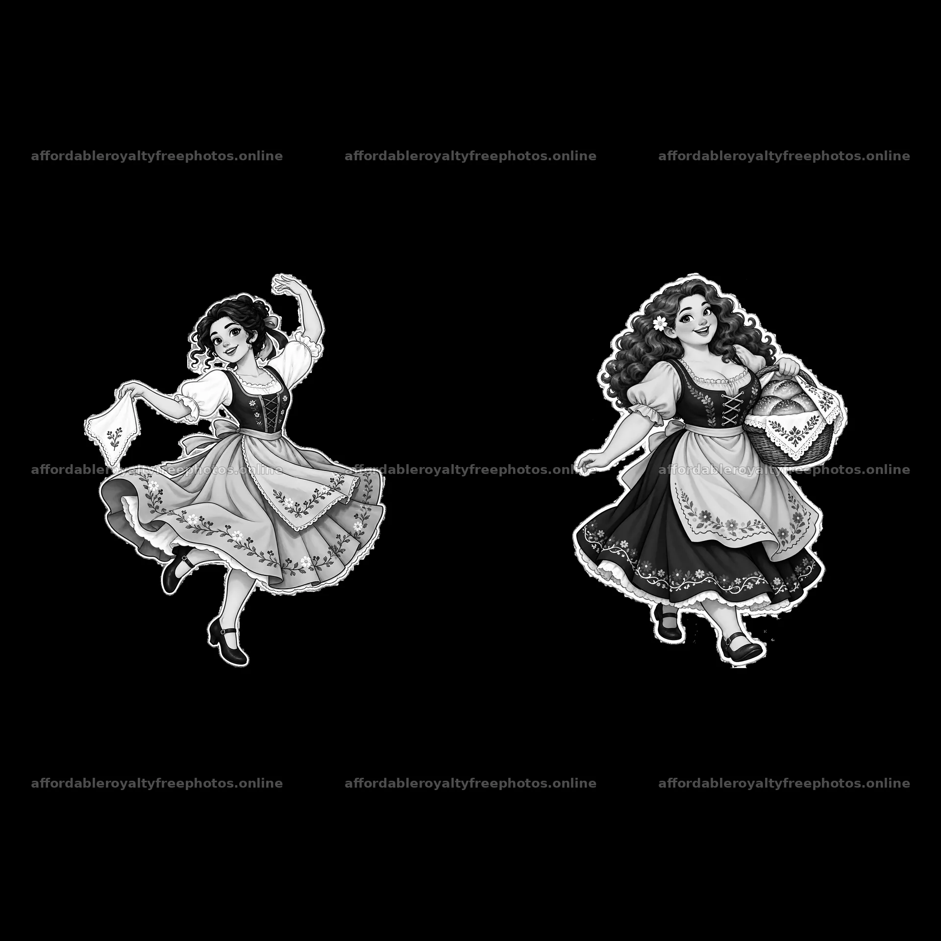 Pair of women in traditional folk dress with accessories – royalty-free photos 7746x7746