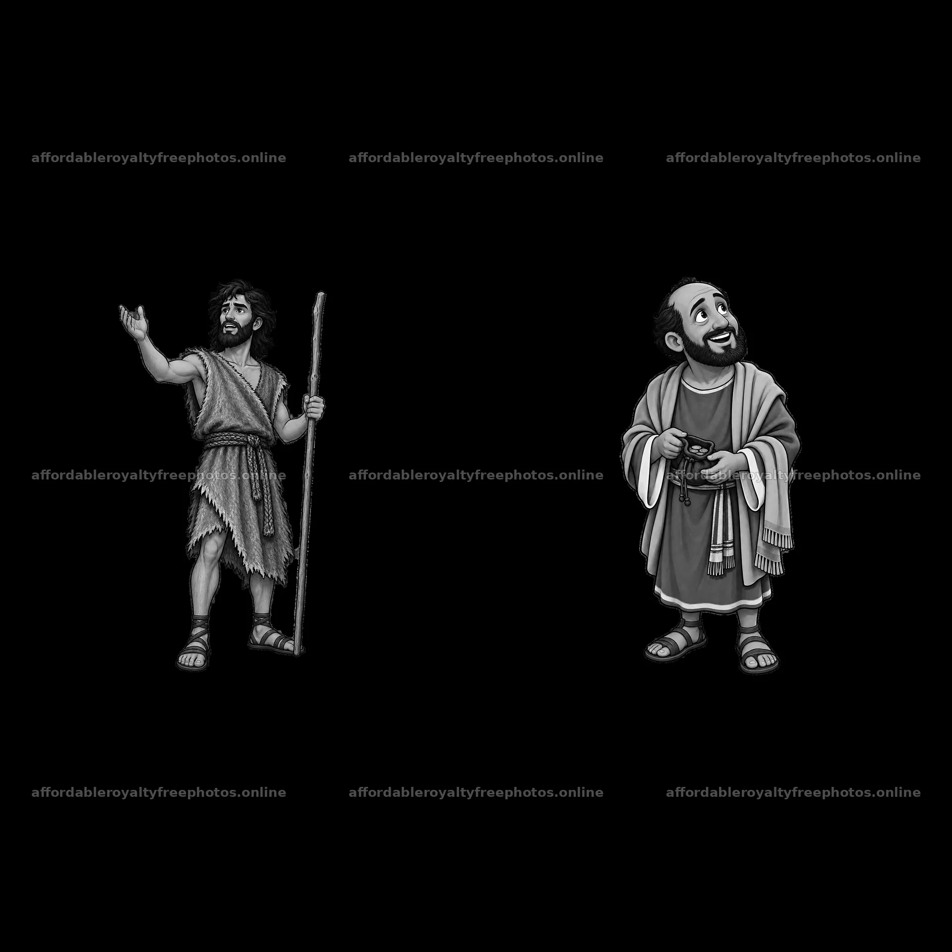 Cartoon sticker illustration of two biblical characters – royalty-free photos 7746x7746