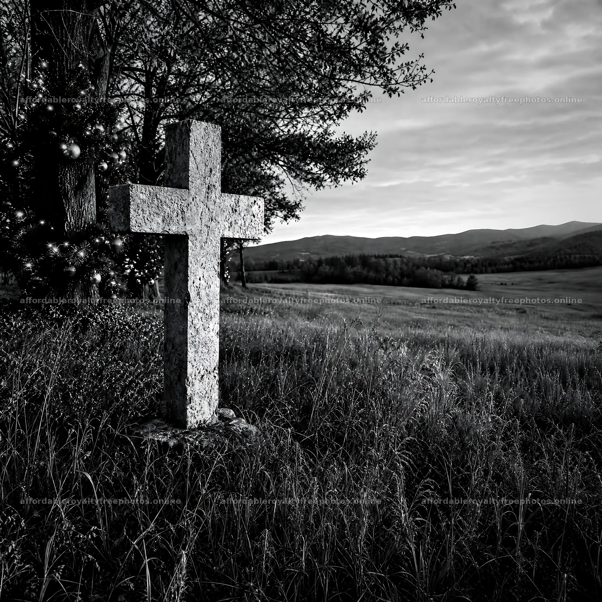 Christian cross in autumn meadow with copper light – royalty-free photos 7938x7938