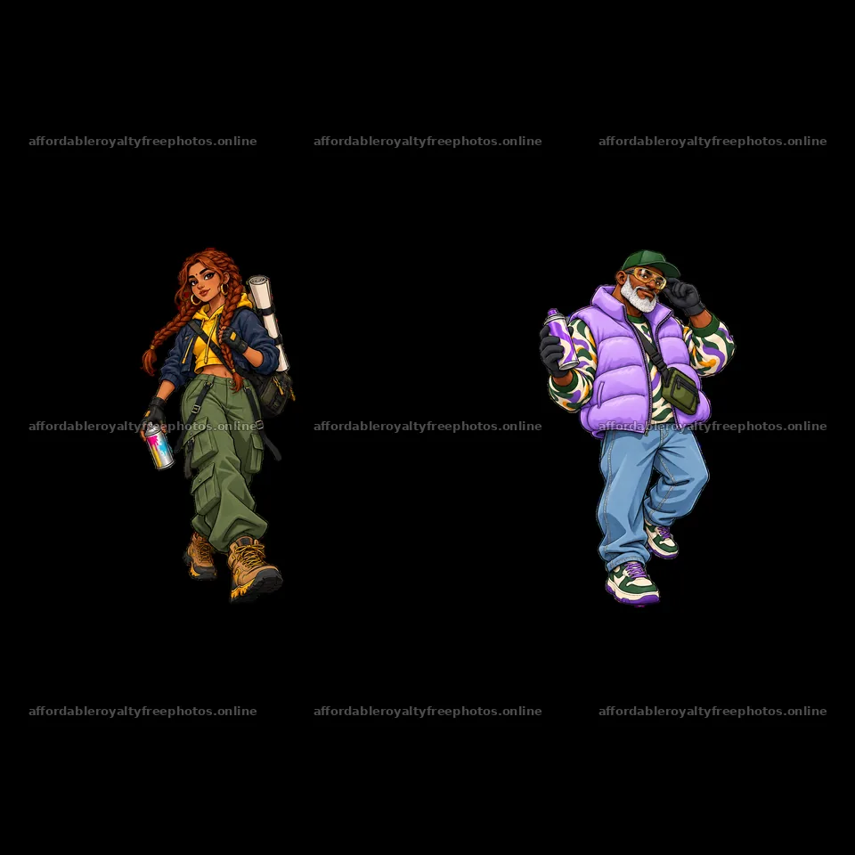 Graffiti sprayer characters in streetwear style with – royalty-free photos 7746x7746