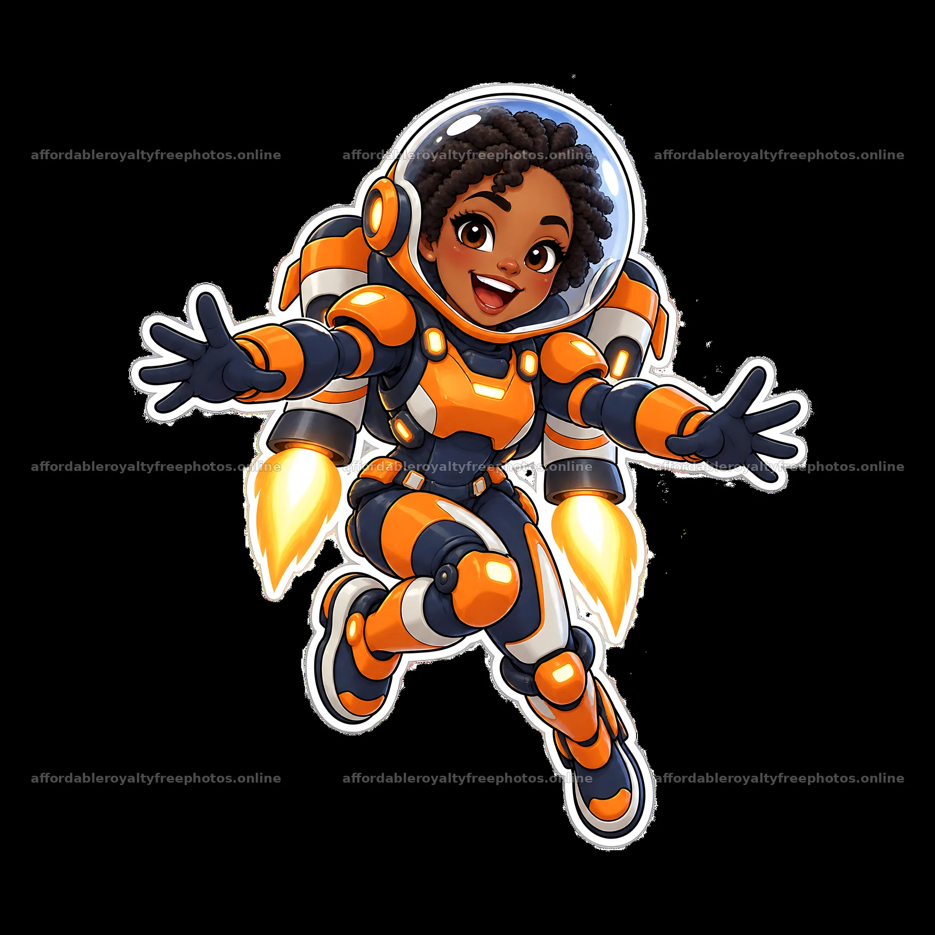 Kawaii futuristic super-soldier with a jetpack and – royalty-free photos 7746x7746