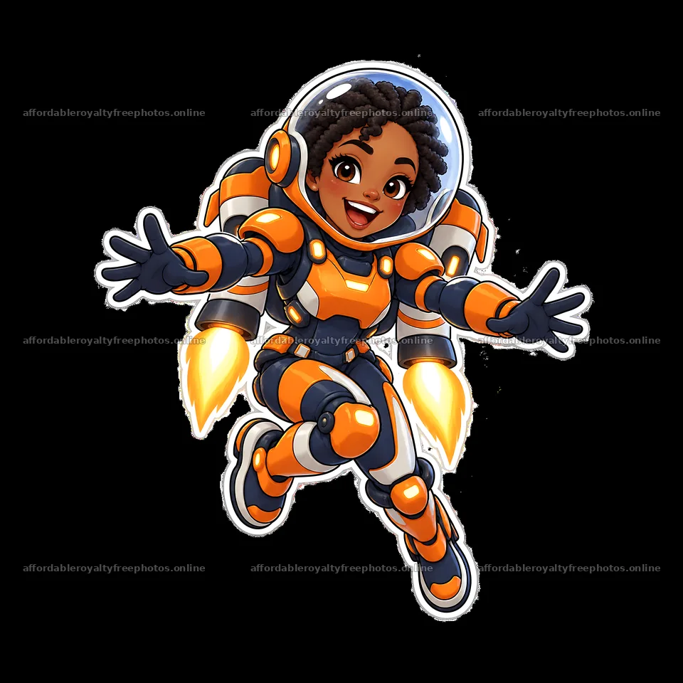 Kawaii futuristic super-soldier with a jetpack and – royalty-free photos 7746x7746