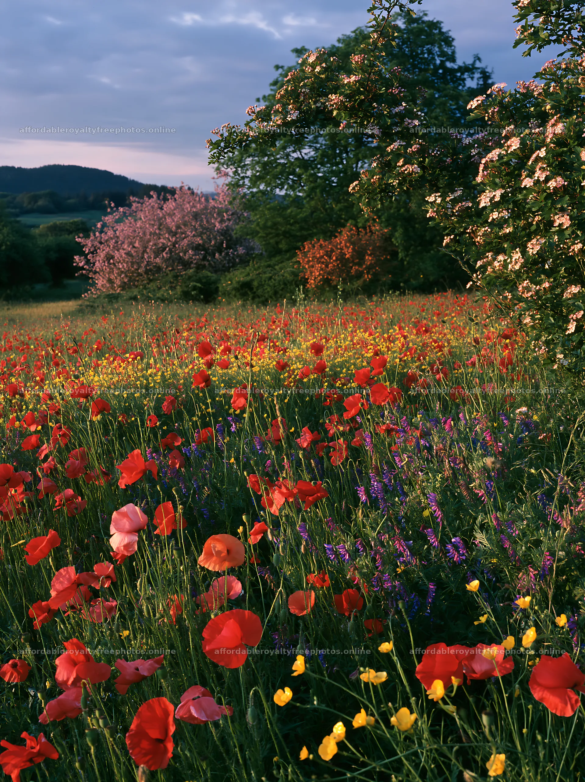 Vibrant Christmas garland in meadow at twilight – royalty-free photos 6866x9174