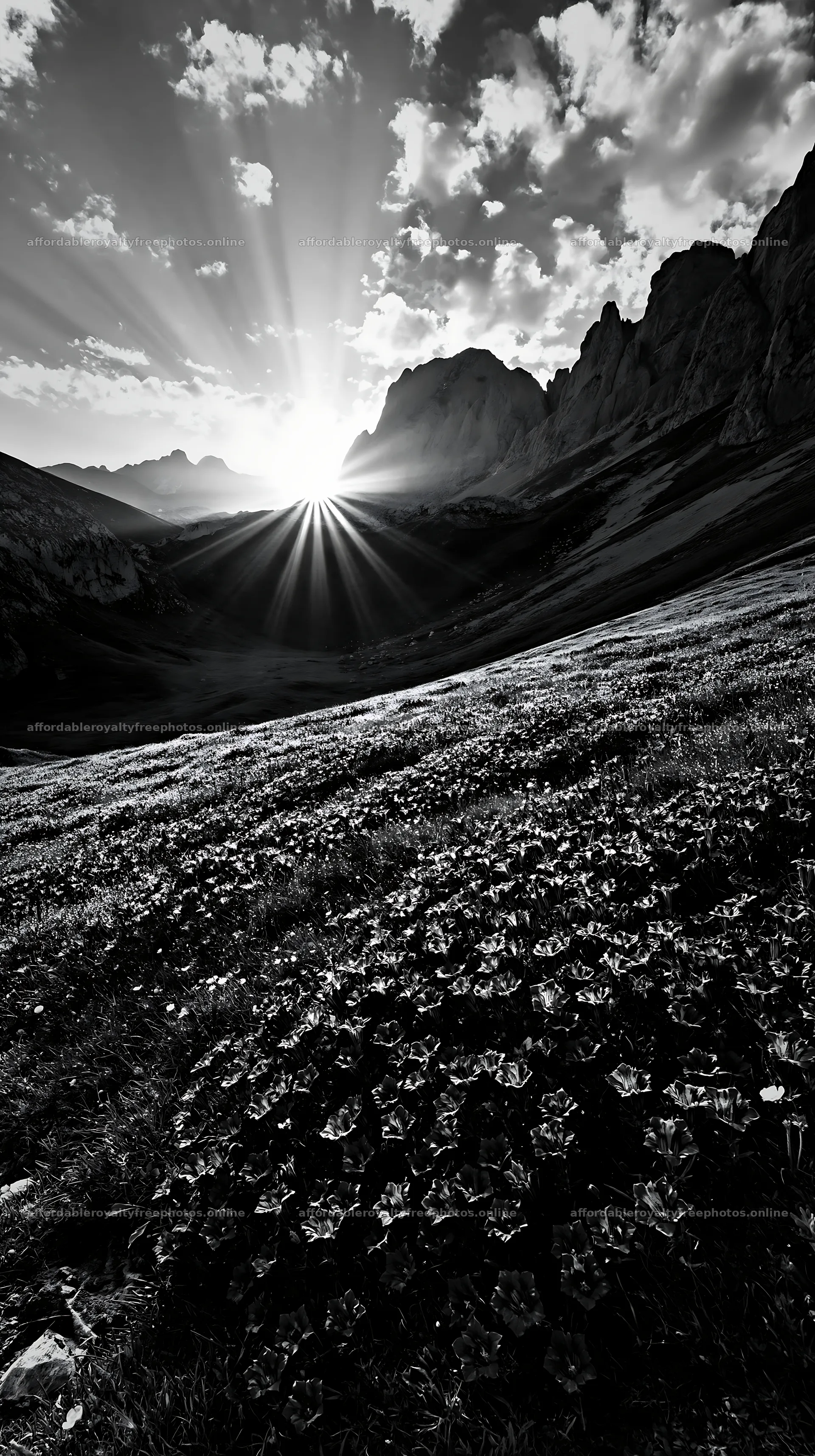 Sunrays shining over meadow in Picos de Europa – royalty-free photos 5938x10608