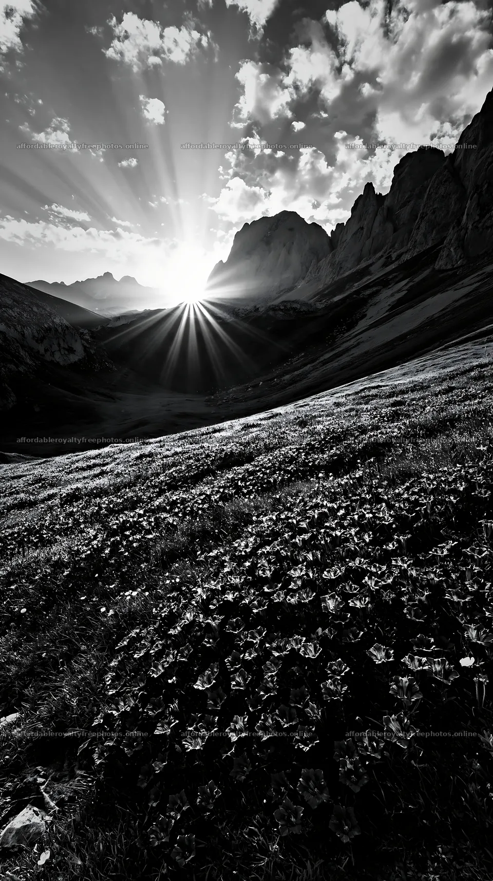 Sunrays shining over meadow in Picos de Europa – royalty-free photos 5938x10608