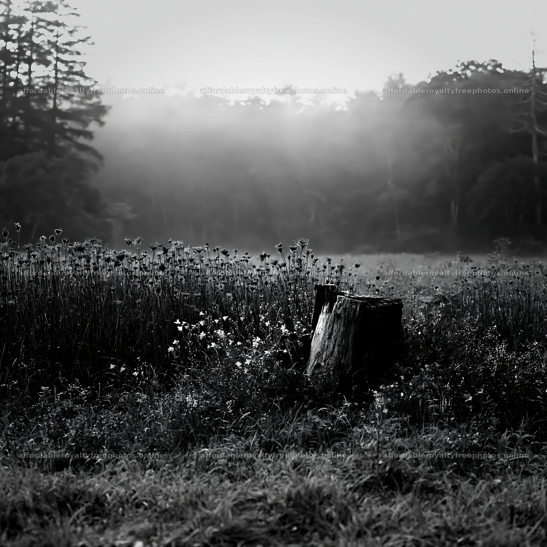 Fukushima native meadow with weathered stump – royalty-free photos 7938x7938