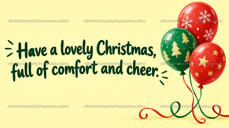 Christmas greeting with festive patterned balloons – royalty-free photos 10324x5812