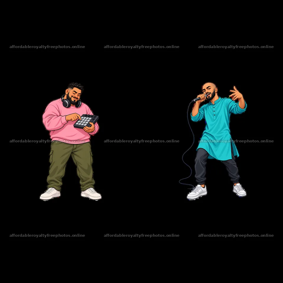 Hip-hop artists creating music in a studio setting – royalty-free photos 7746x7746