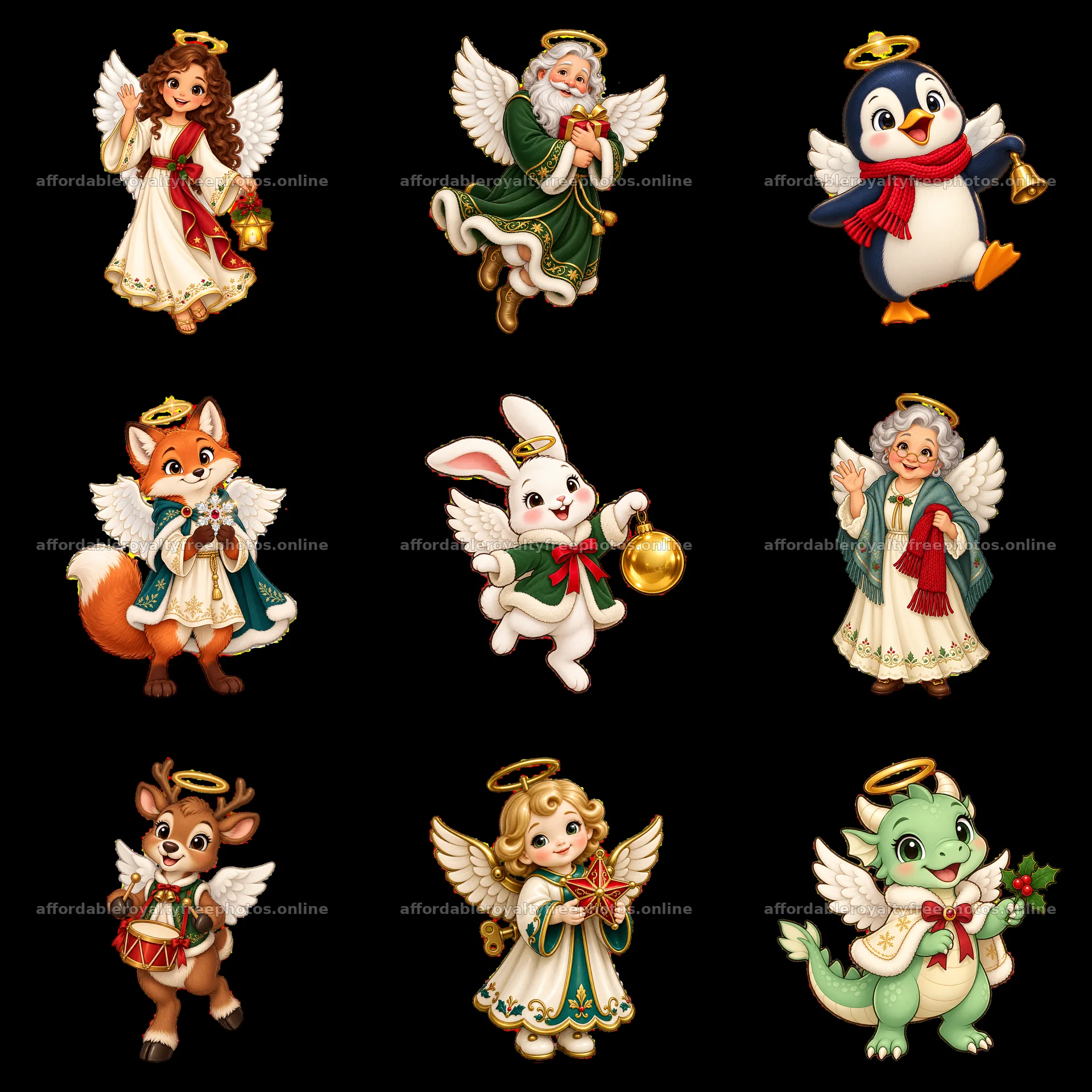 Christmas angel cartoon stickers featuring various – royalty-free photos 7746x7746