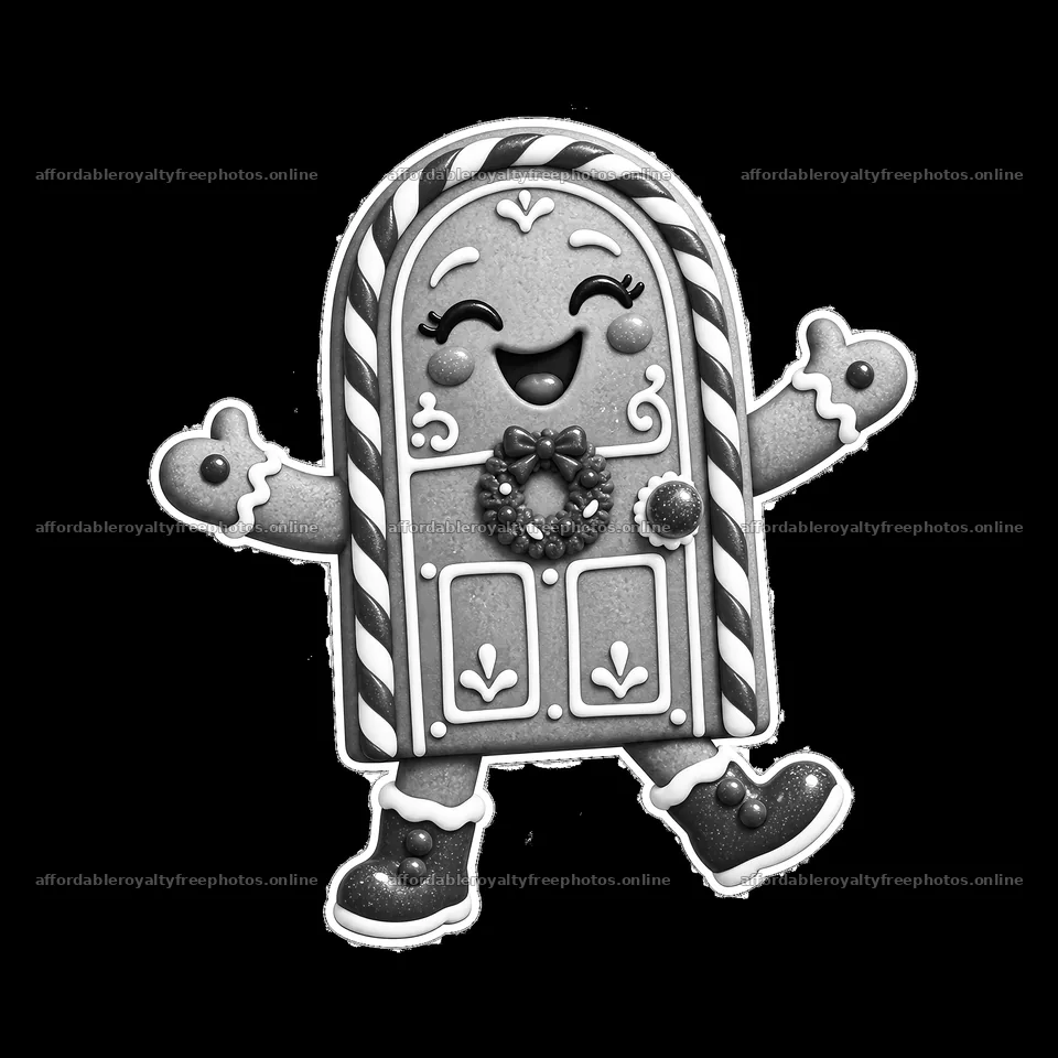 Gingerbread door with cheerful face and Christmas – royalty-free photos 7746x7746