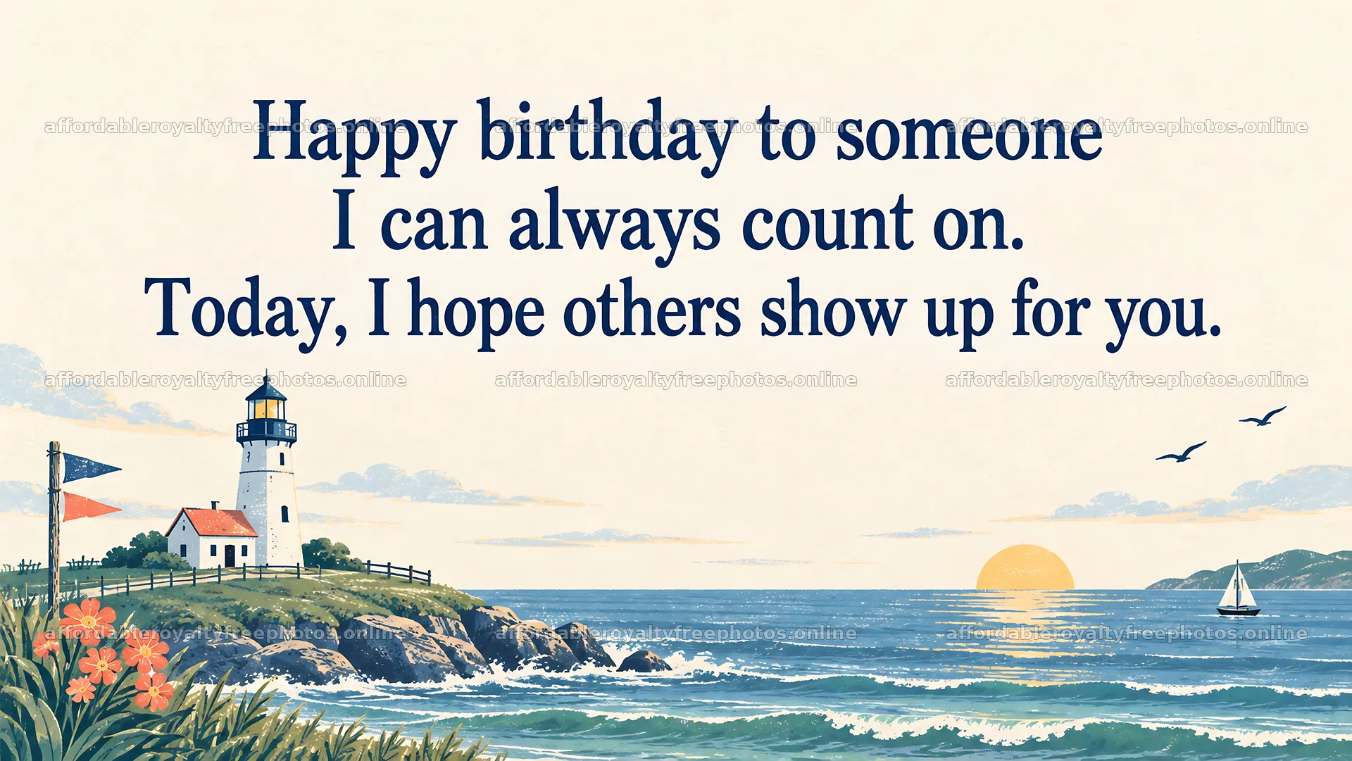 Coastal Lighthouse Birthday Greeting Card – royalty-free photos 10324x5812
