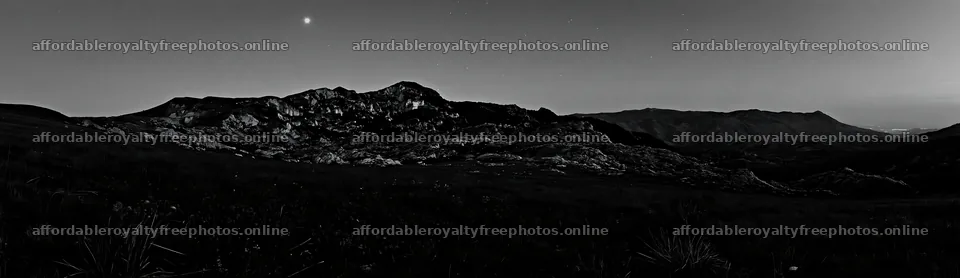 Starlit meadow under dark sky in a mountainous region – royalty-free photos 14762x4268