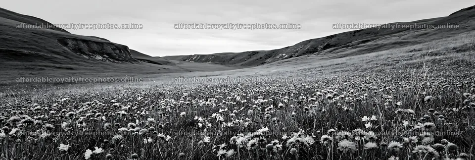 Cloudy chalk grassland meadow with flowers in the – royalty-free photos 13690x4602