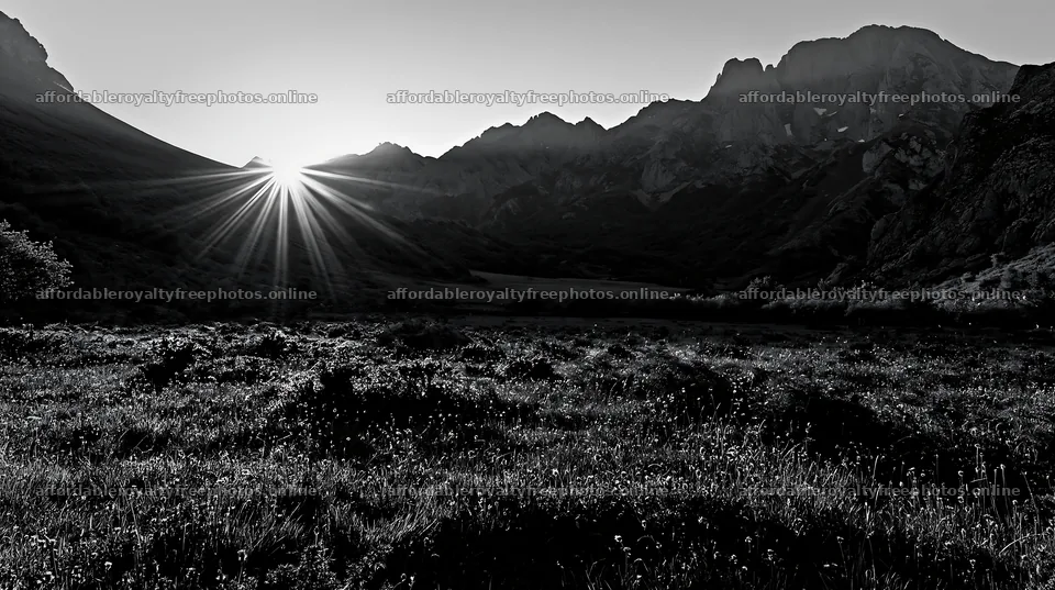 Sun rays shine over Picos de Europa meadow landscape – royalty-free photos 10608x5938