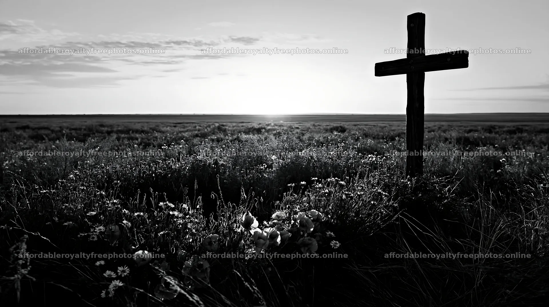 Christian cross in a meadow at sunrise – royalty-free photos 10608x5938