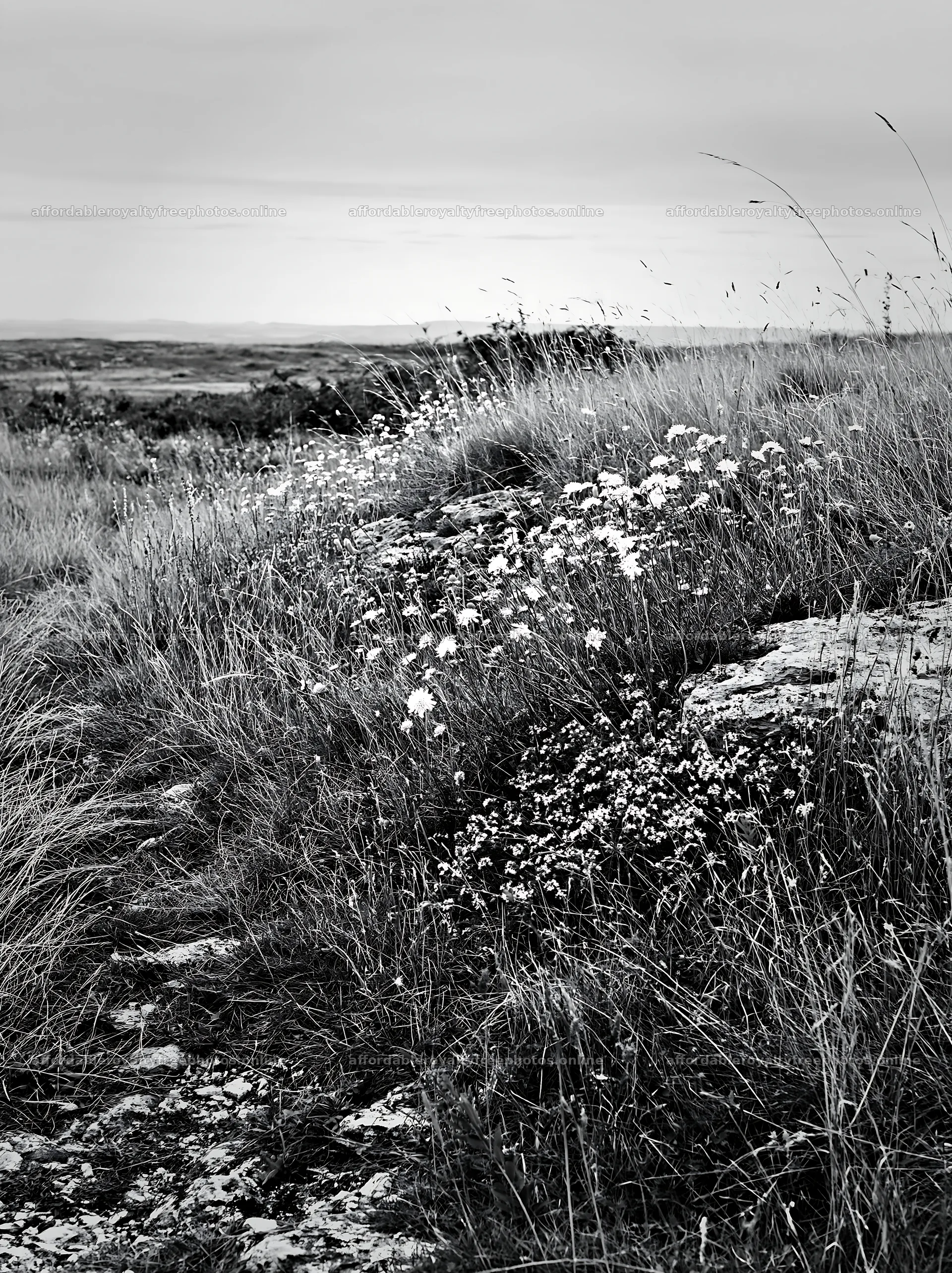 Cloudy limestone meadow with wildflowers and dry grass – royalty-free photos 6866x9174