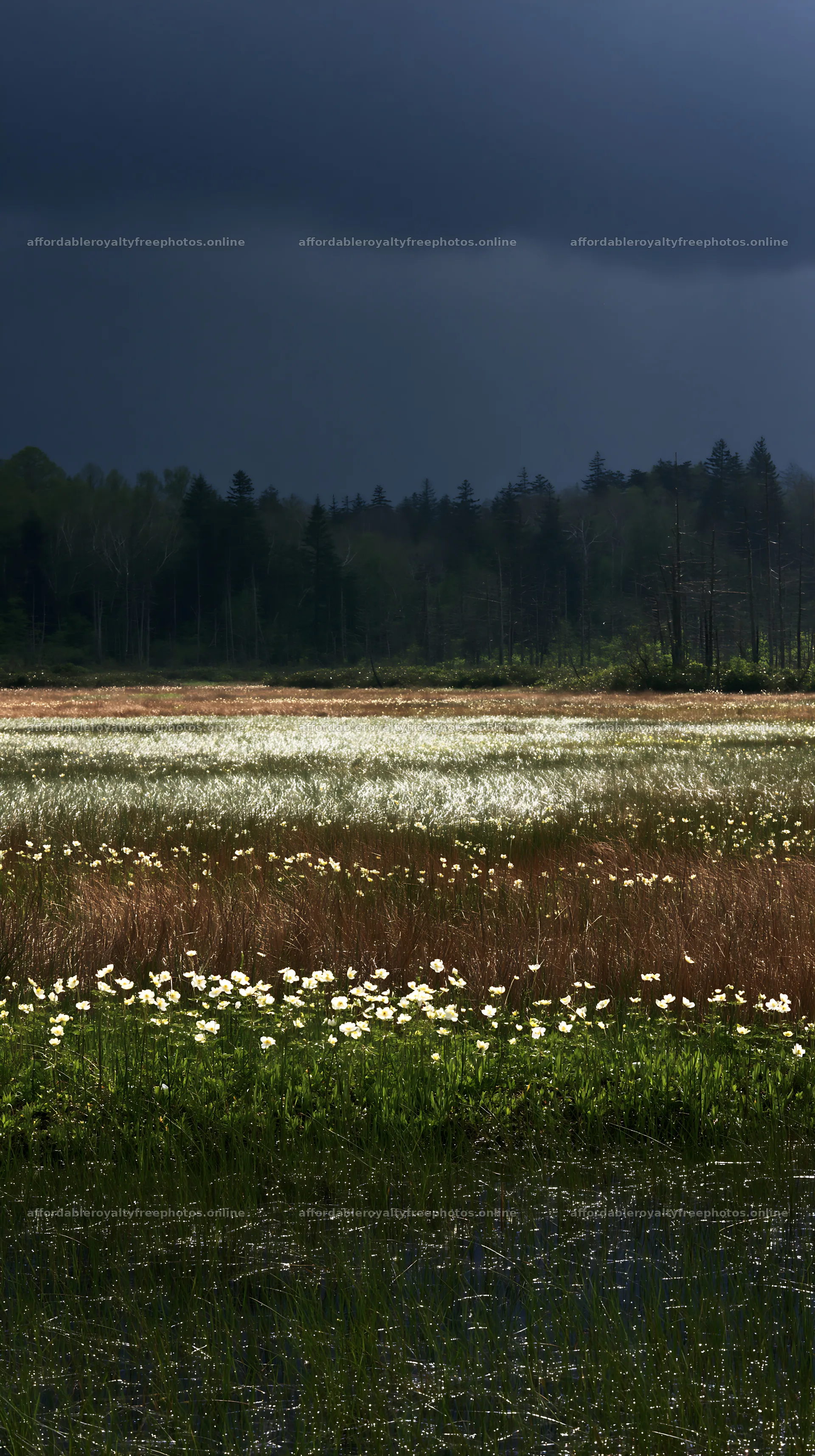 Akita snowmelt meadow with silver grasses – royalty-free photos 5938x10608