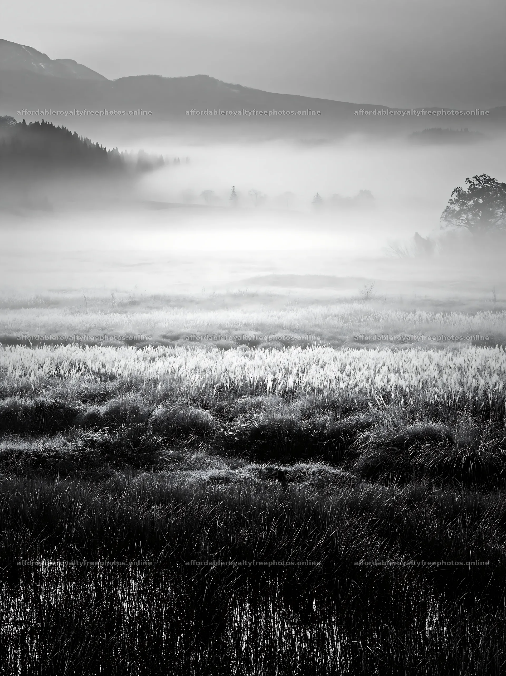 Akita snowmelt meadow with silver grasses under morning – royalty-free photos 6866x9174