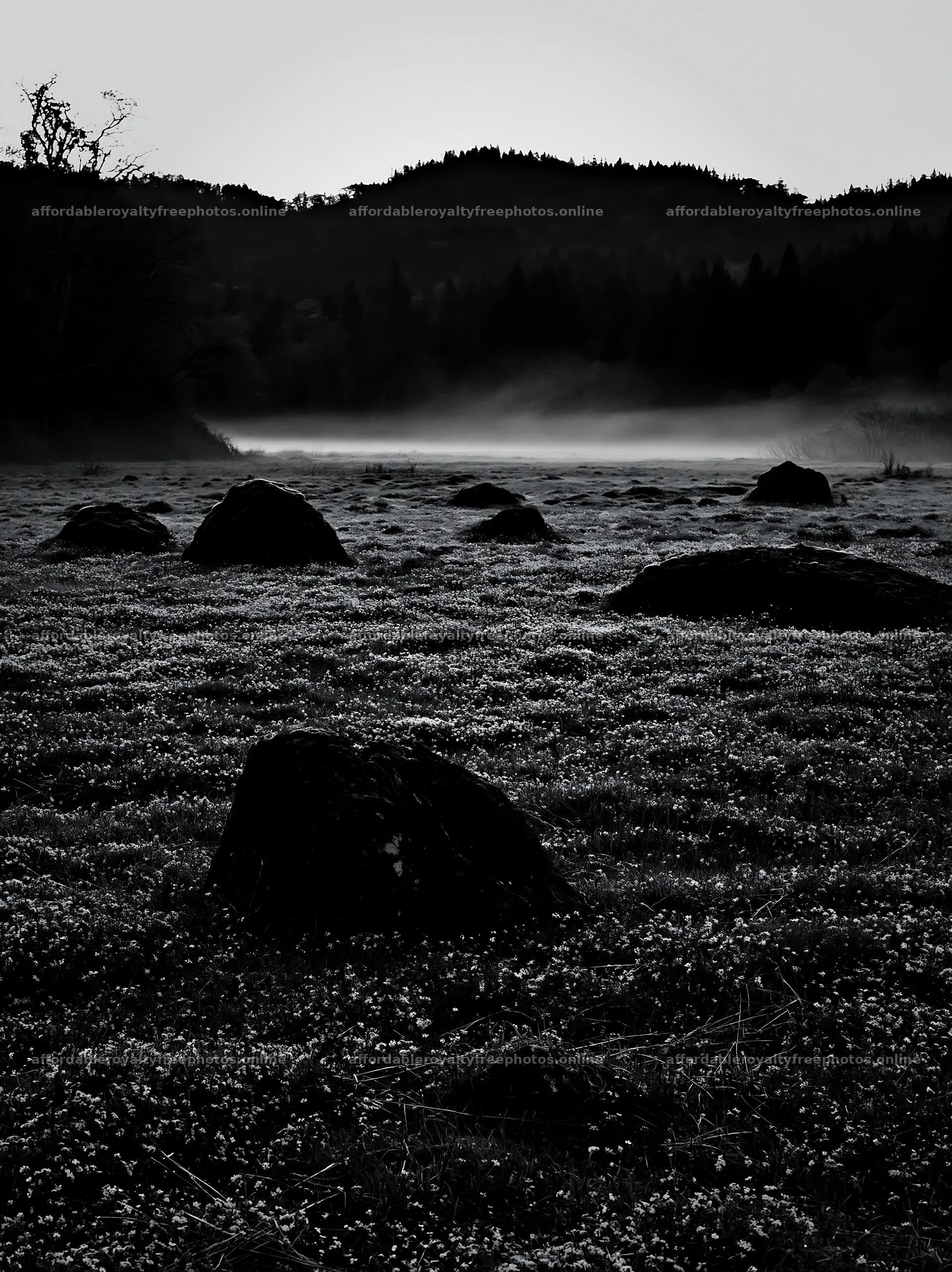 Miyagi spring recovery meadow mossy stone in a misty – royalty-free photos 6866x9174