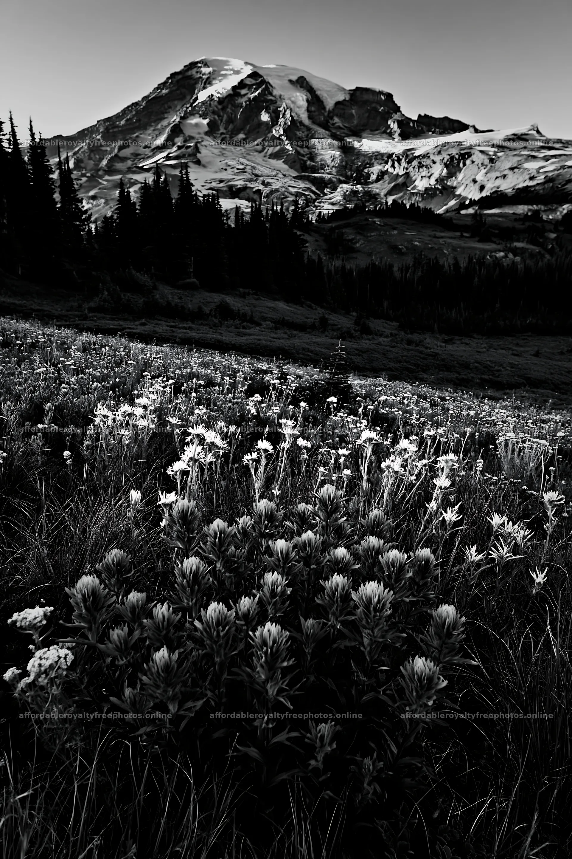 Mount Rainier wildflower meadow at sunrise – royalty-free photos 6480x9722