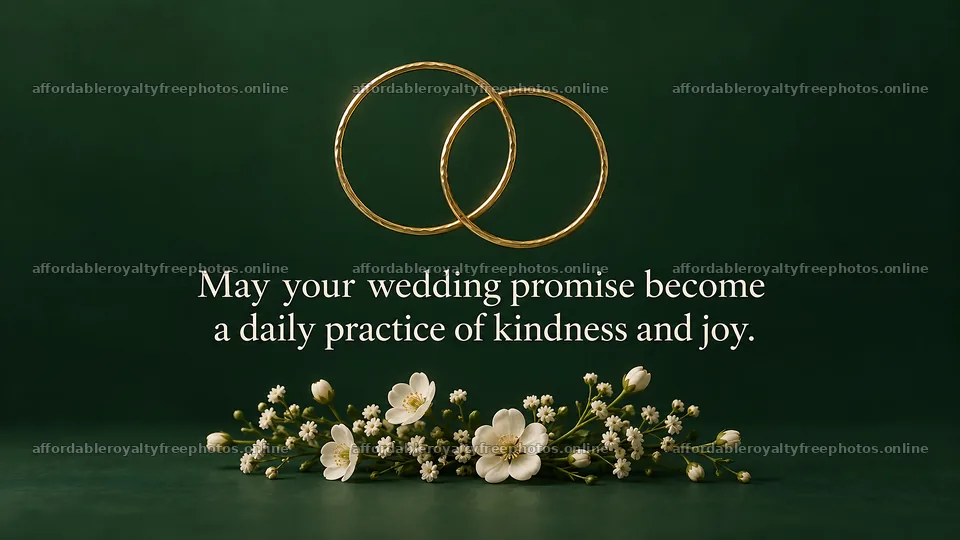 Wedding Rings and White Blossoms on Deep Green – royalty-free photos 10324x5812