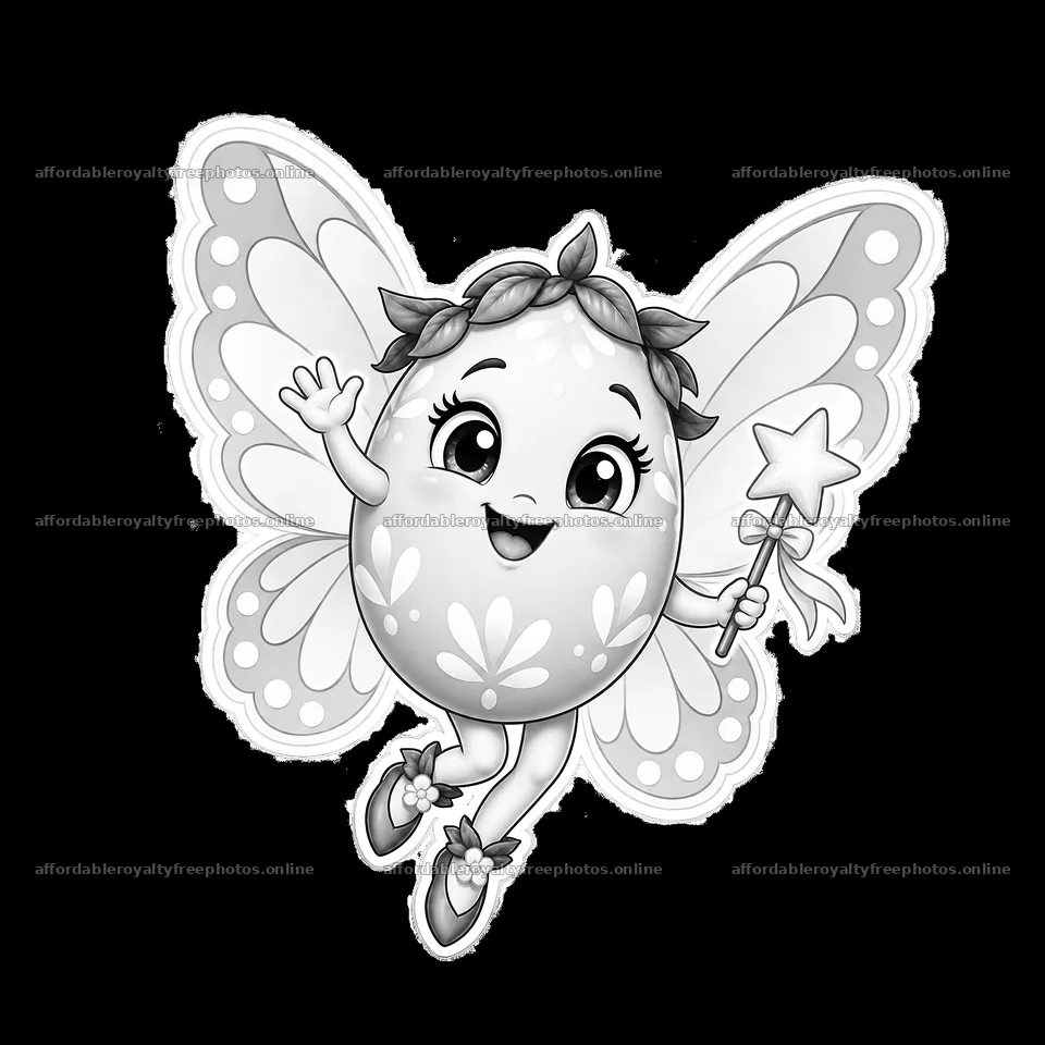 Easter egg character with butterfly wings and magic wand – royalty-free photos 7746x7746