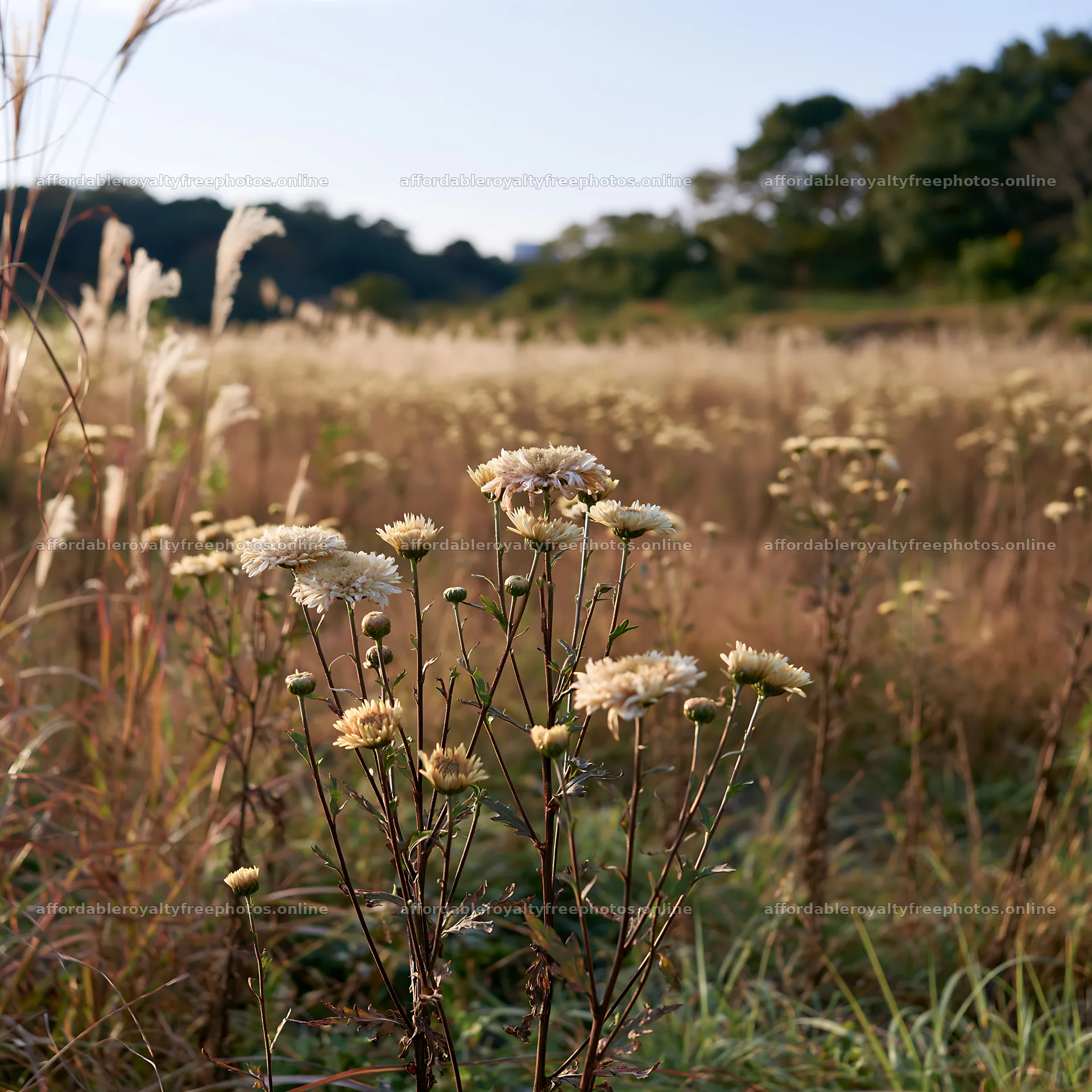 Aichi restored meadow autumn seedheads in the foreground – royalty-free photos 7938x7938