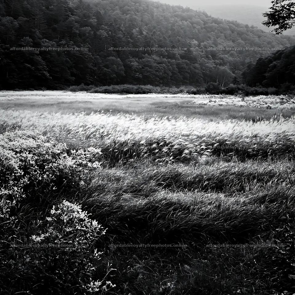 Biodiverse Nagano silver grass meadow with dew in the – royalty-free photos 7938x7938