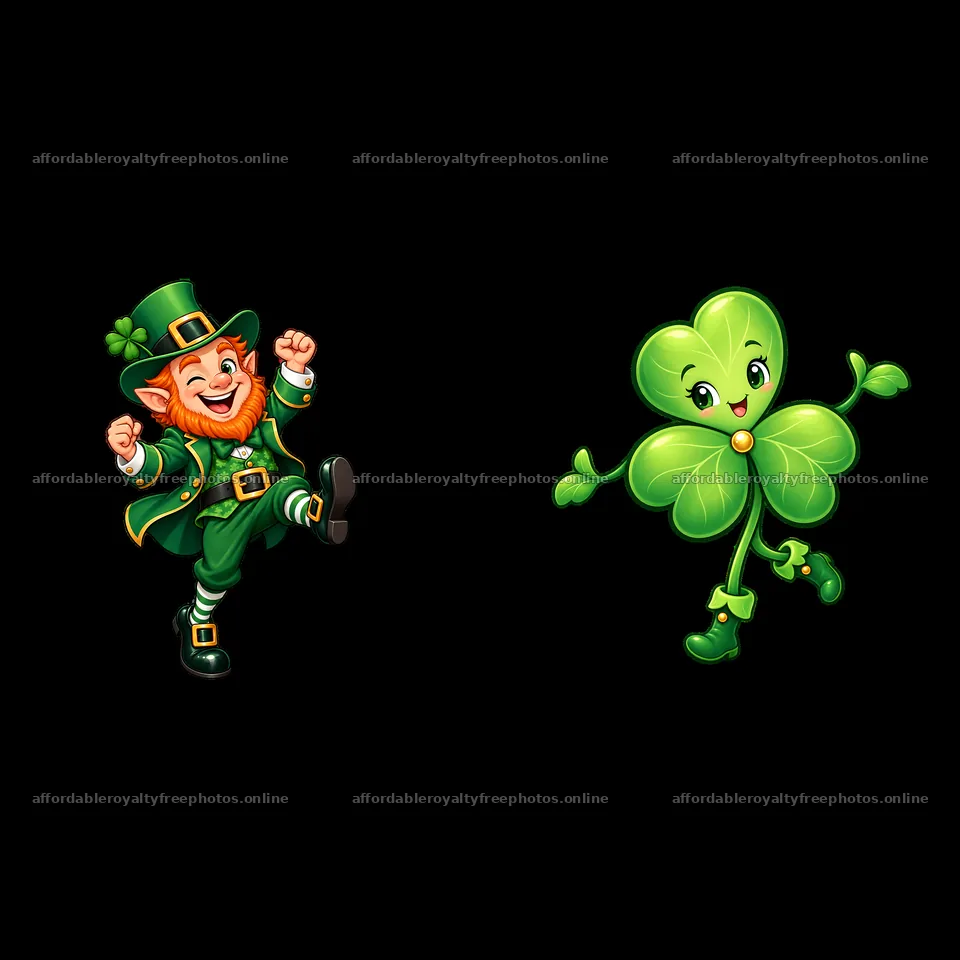 Leprechaun and clover dancing for St. Patrick's Day – royalty-free photos 7746x7746