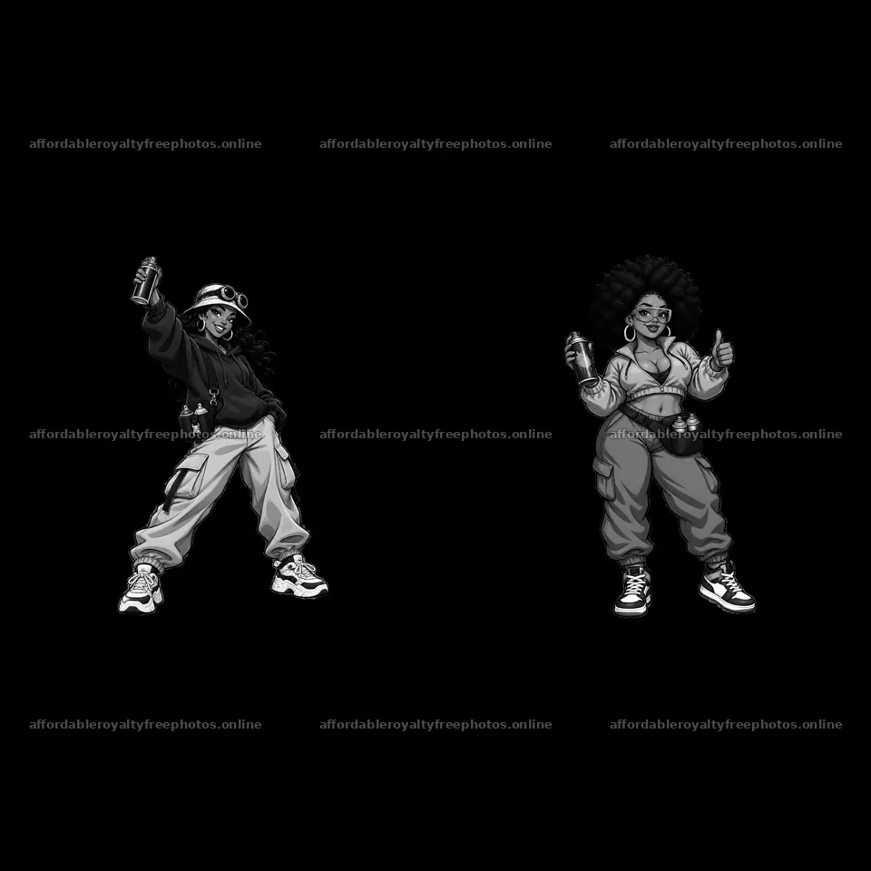 Graffiti artists in streetwear holding spray paint cans – royalty-free photos 7746x7746