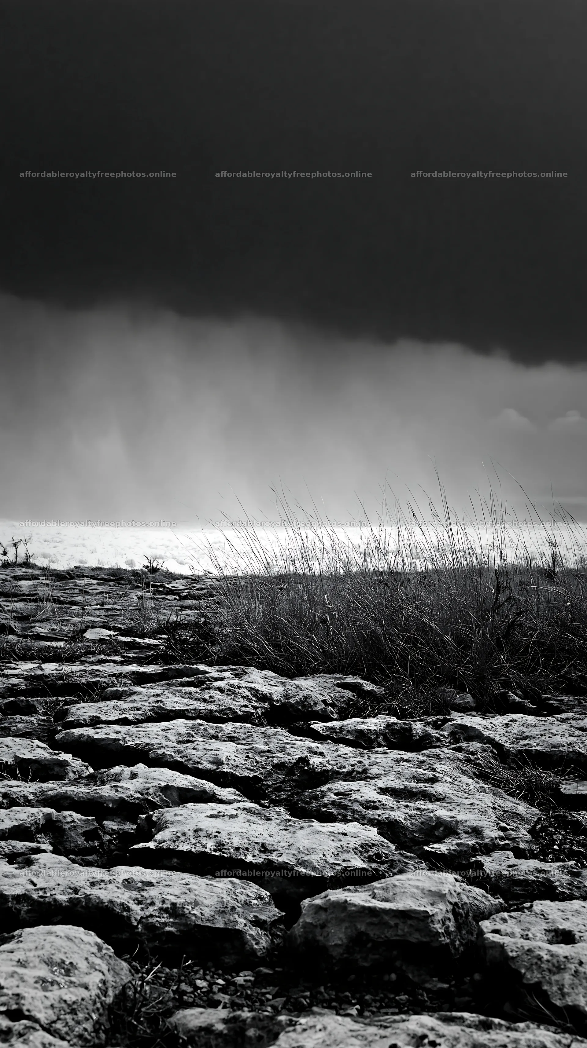 Meadow landscape with rocky path under cloudy sky – royalty-free photos 5938x10608