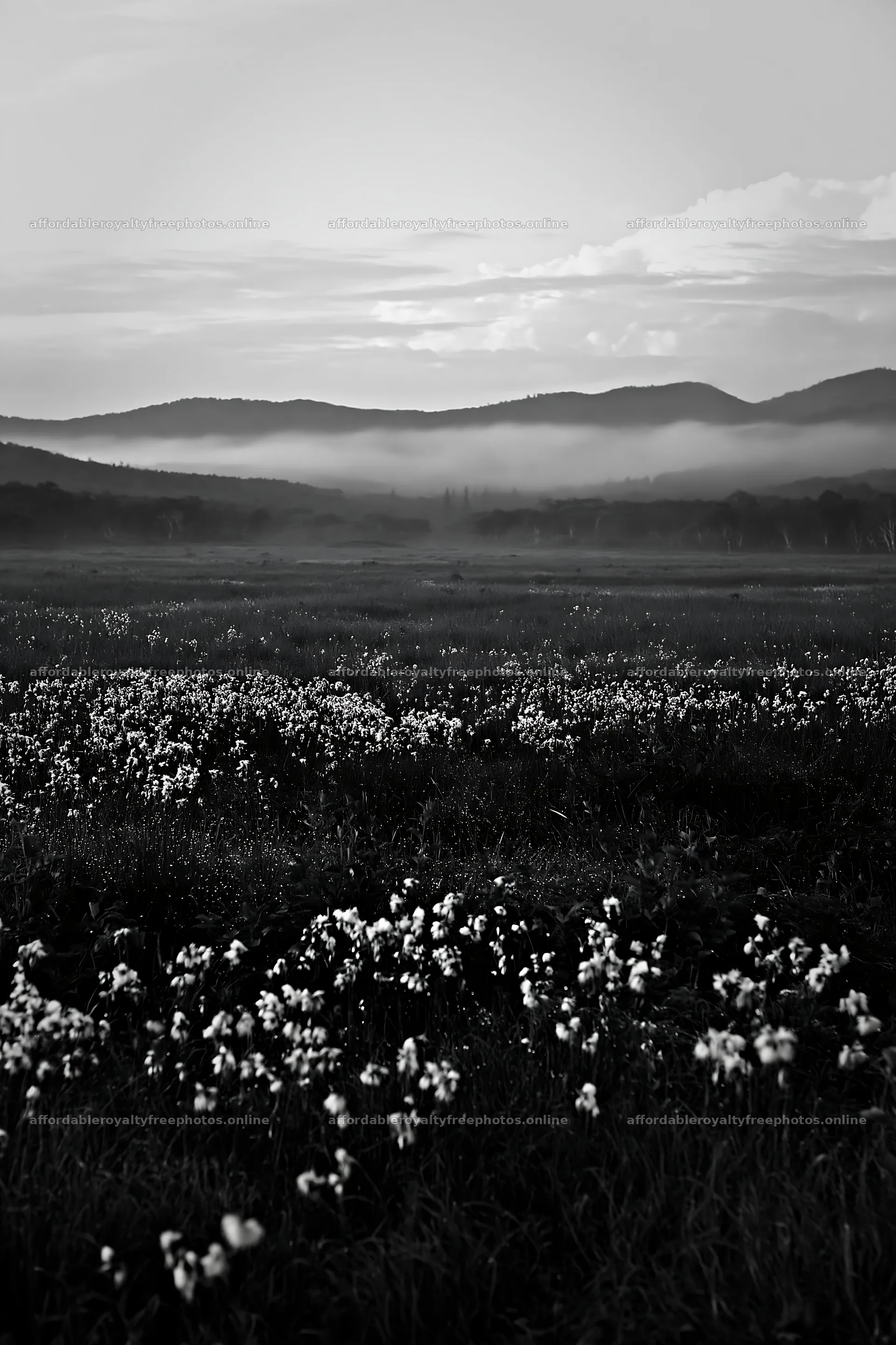 Expansive Hokkaido restoration meadow with dewdrops – royalty-free photos 6480x9722