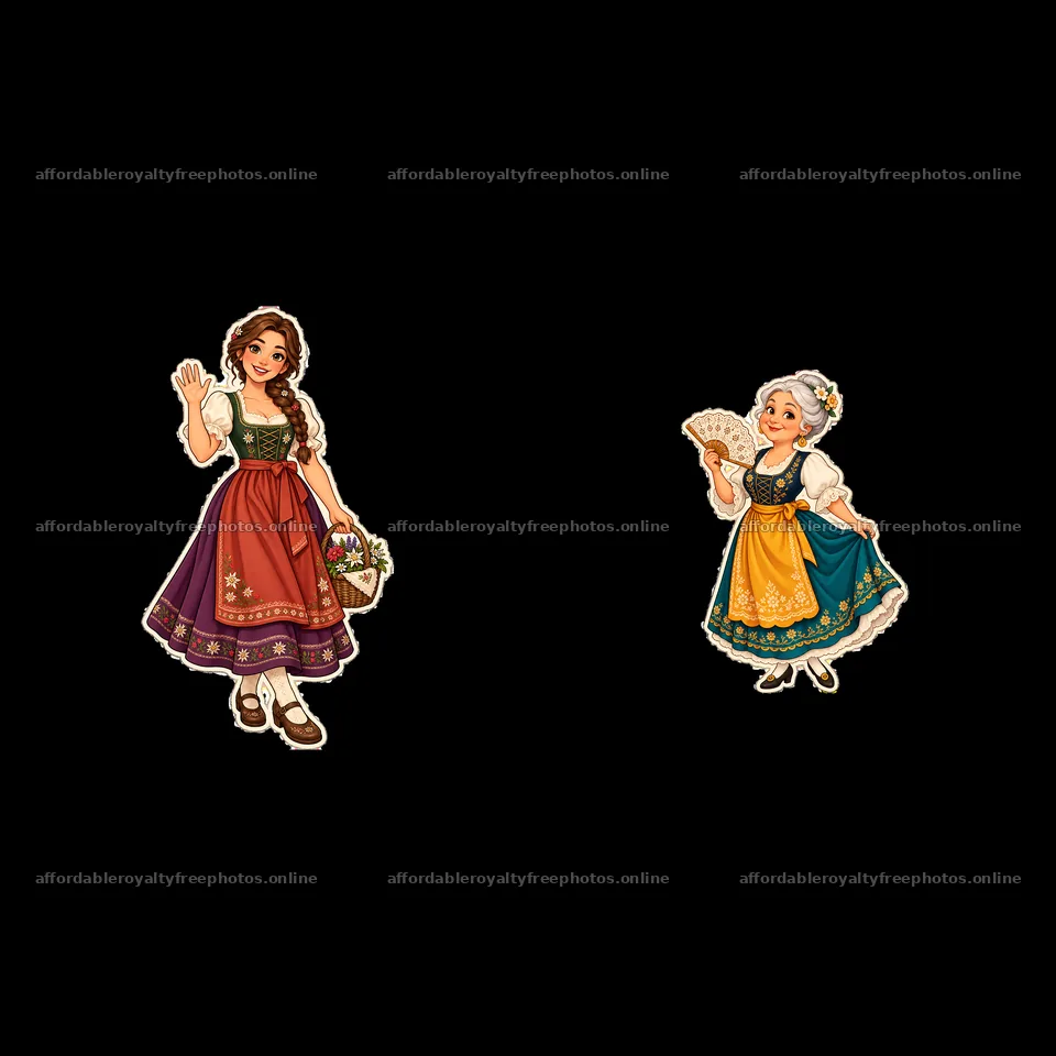 Woman in traditional folk dress waving next to an – royalty-free photos 7746x7746
