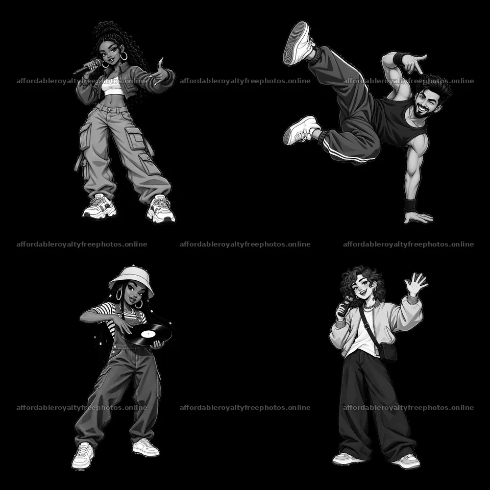 Hip-hop artists performing and dancing in a 2x2 – royalty-free photos 7746x7746