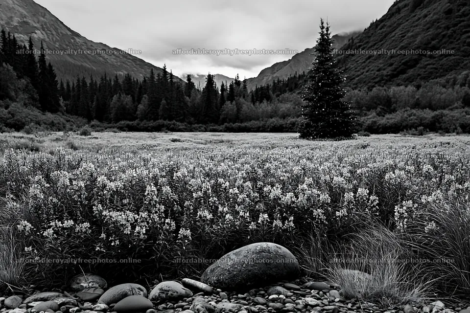 Wide Christmas meadow with native flowers and fairy – royalty-free photos 9722x6480