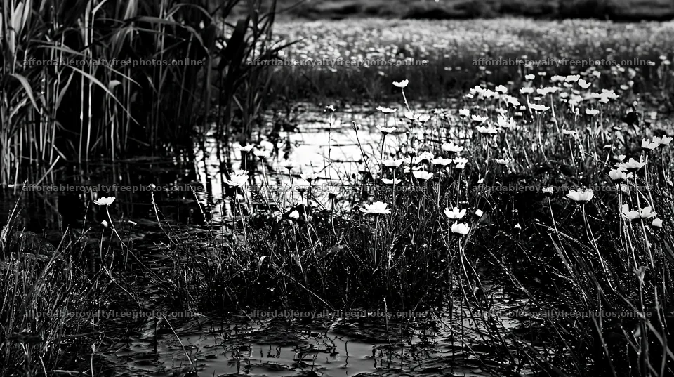 Niigata floodplain meadow with flowers and dew in the – royalty-free photos 10608x5938