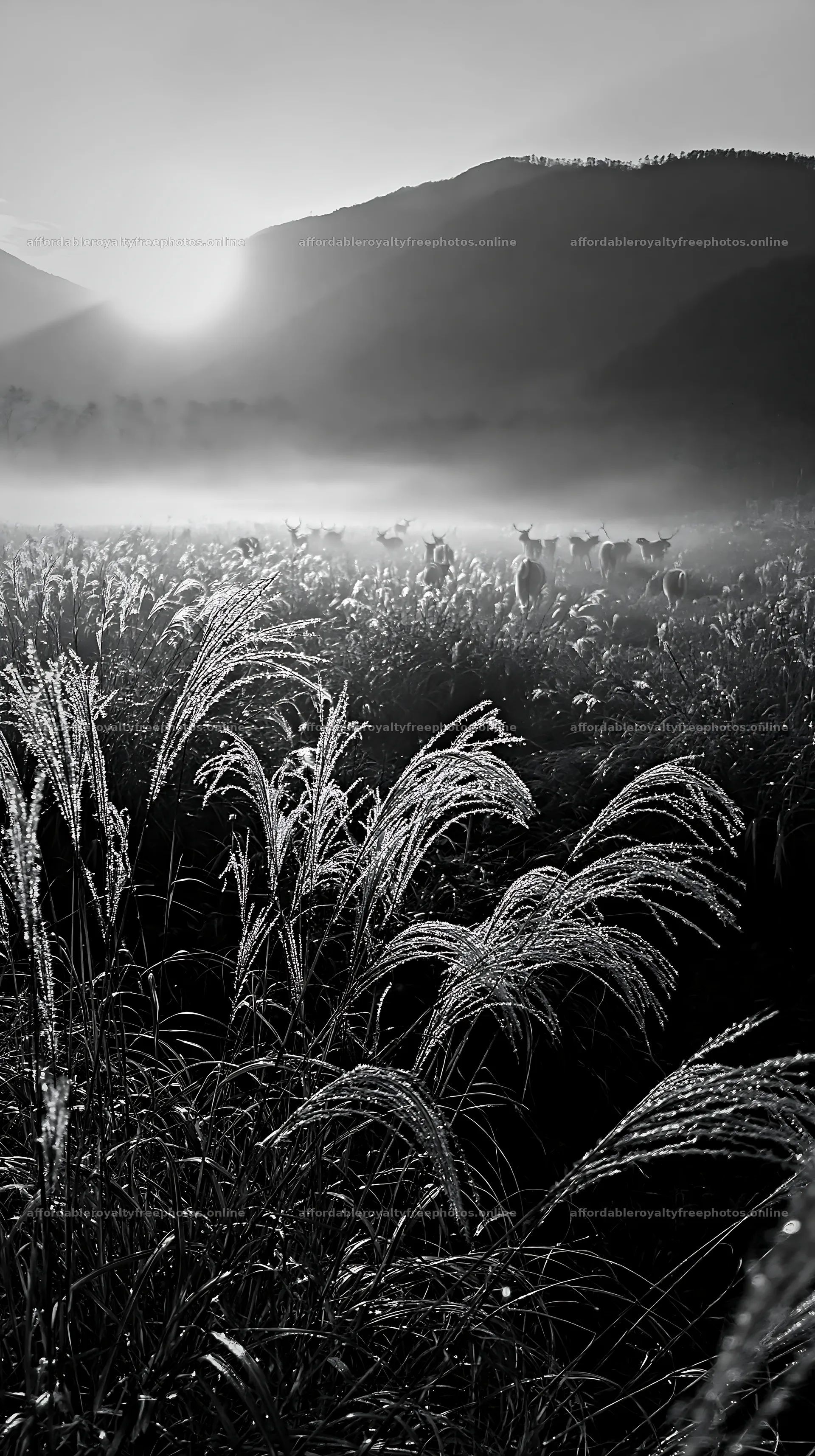 Climate-resilient Hokkaido silver grass meadow seedheads – royalty-free photos 5938x10608