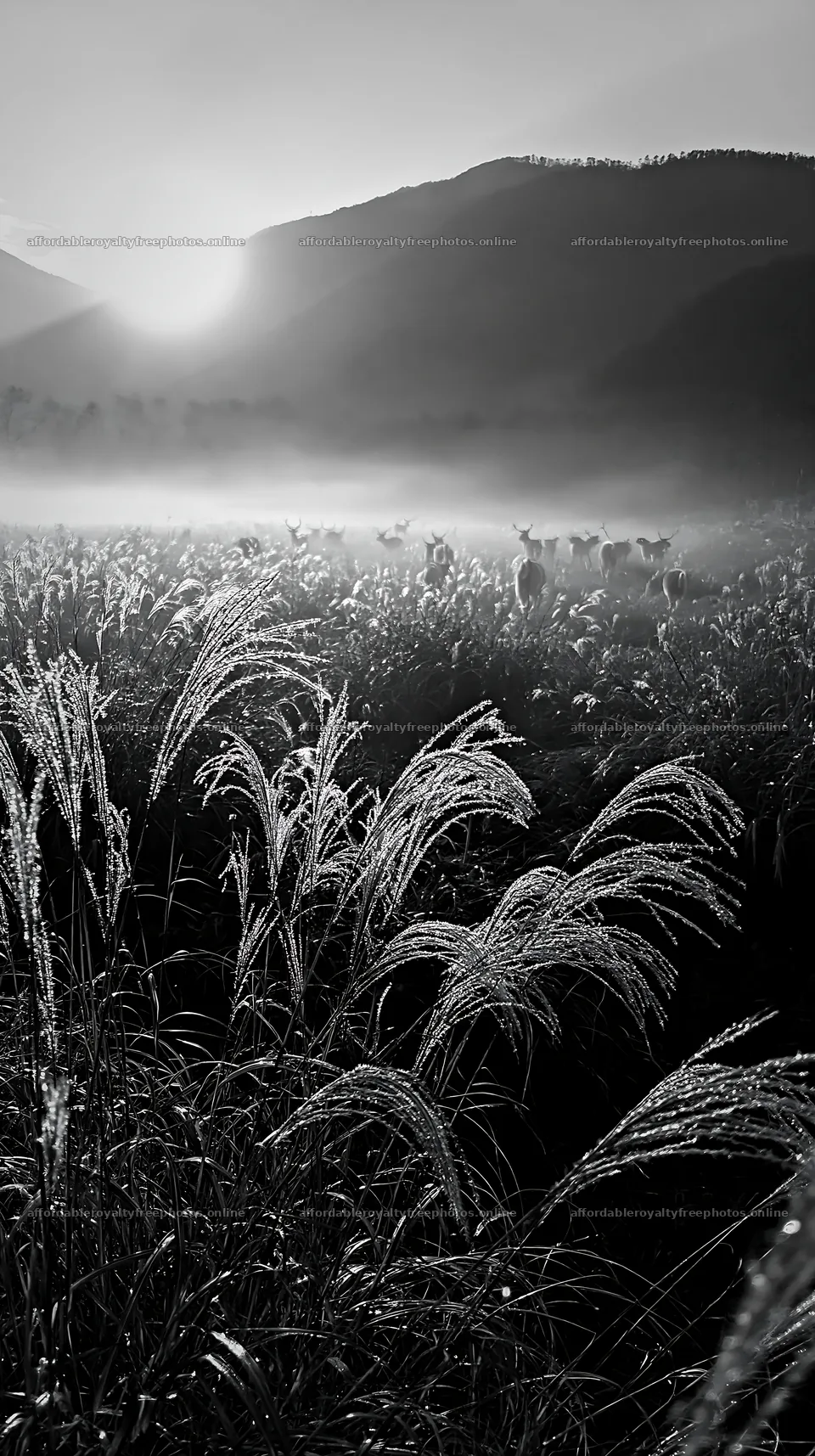 Climate-resilient Hokkaido silver grass meadow seedheads – royalty-free photos 5938x10608