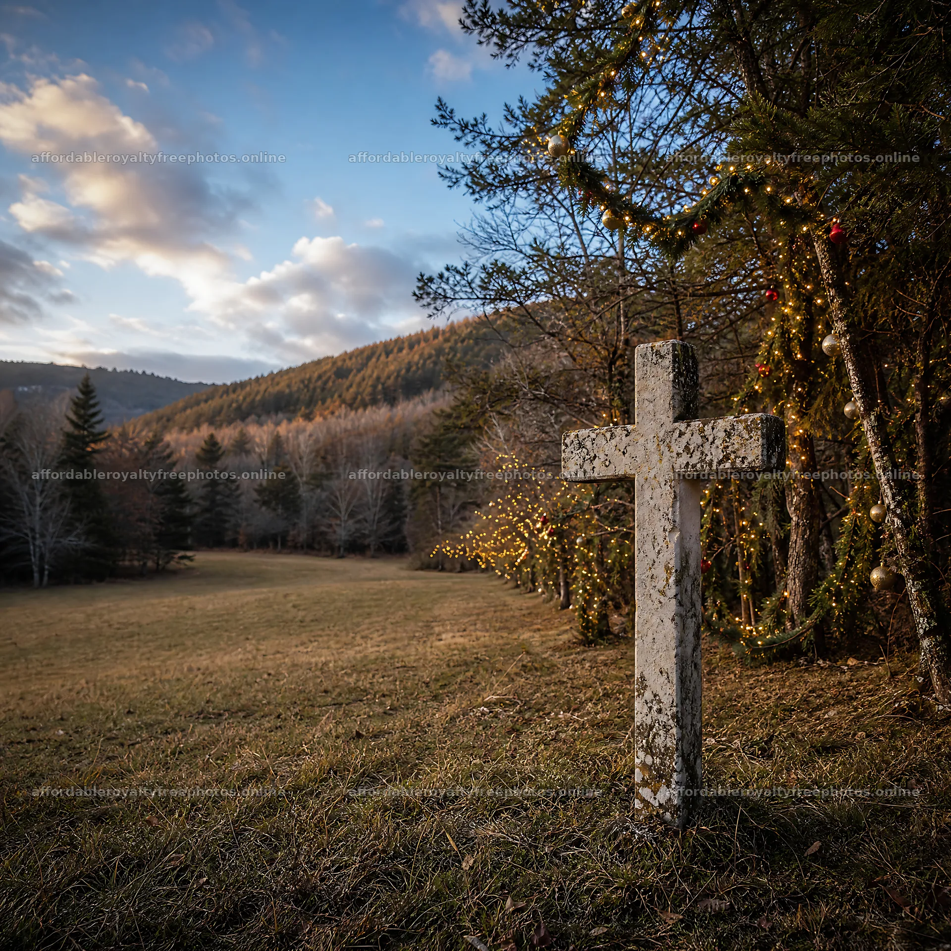 Aged Christian cross in a valley meadow during autumn – royalty-free photos 7938x7938