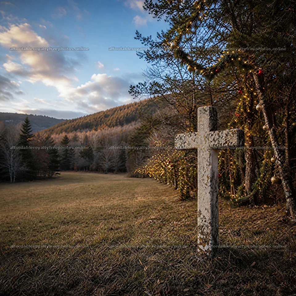 Aged Christian cross in a valley meadow during autumn – royalty-free photos 7938x7938