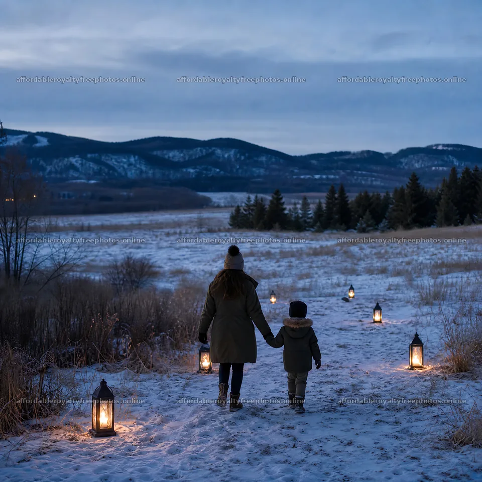 Walking through a snowy path in a Christmas meadow – royalty-free photos 7938x7938
