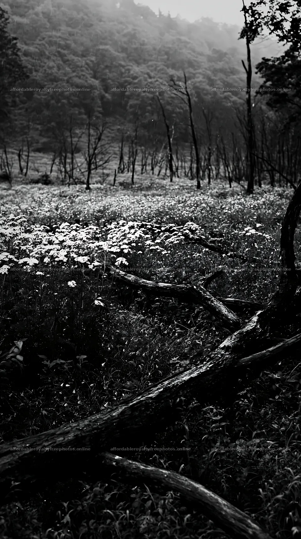 Yamagata rewilded meadow with fallen branch in the – royalty-free photos 5938x10608