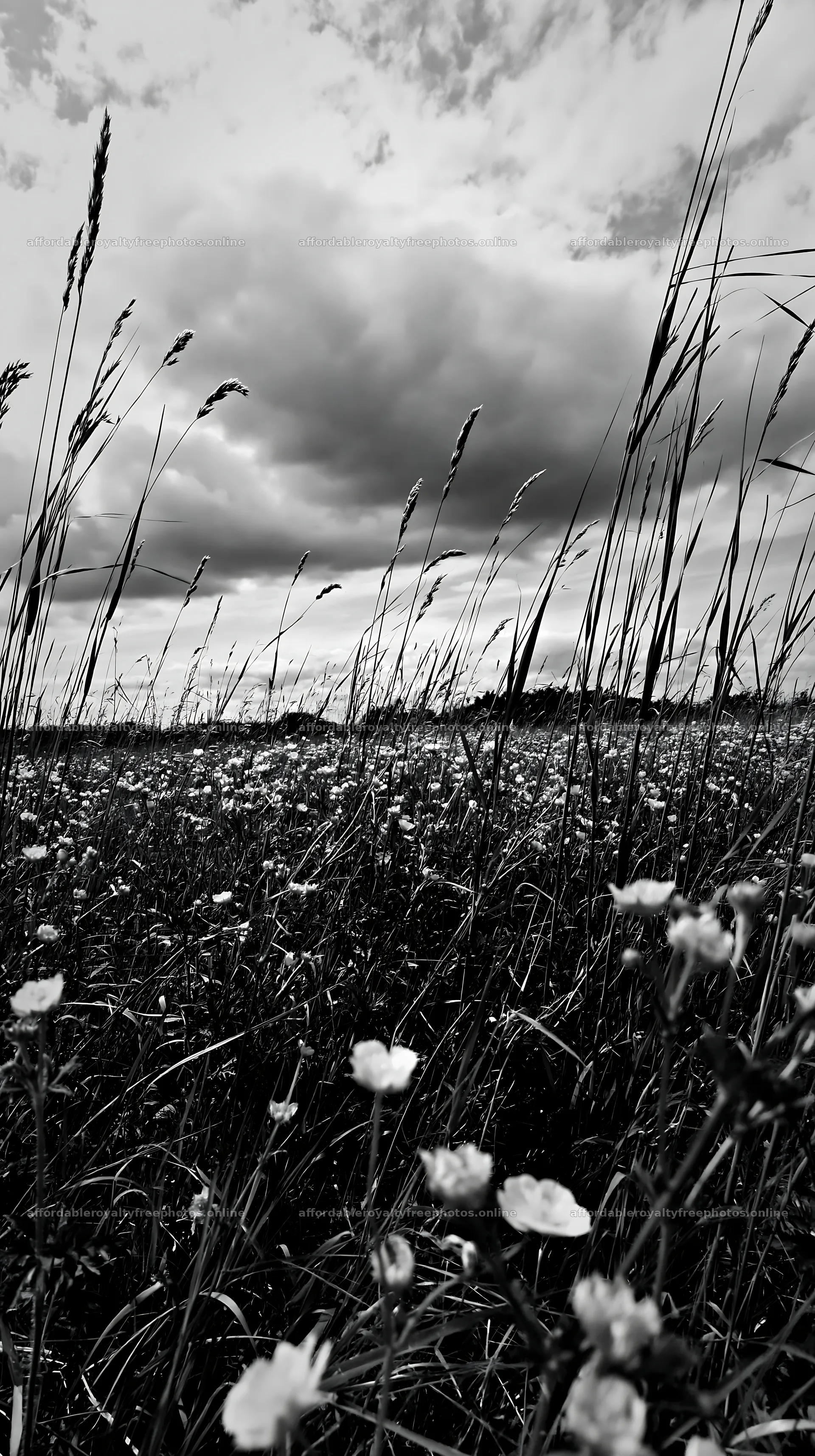 Saga floodplain meadow with reed foreground and flowers – royalty-free photos 5938x10608