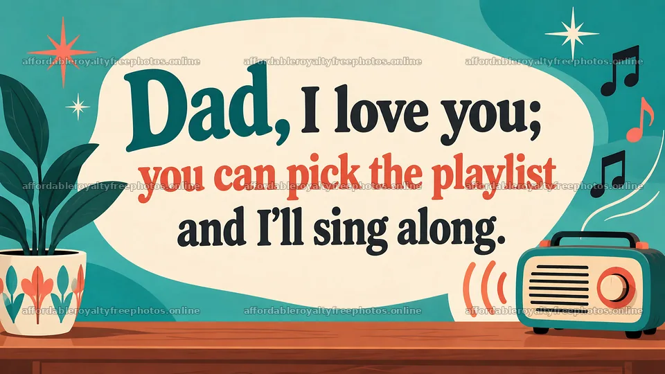 Illustrated Dad Greeting with a Playlist – royalty-free photos 10324x5812