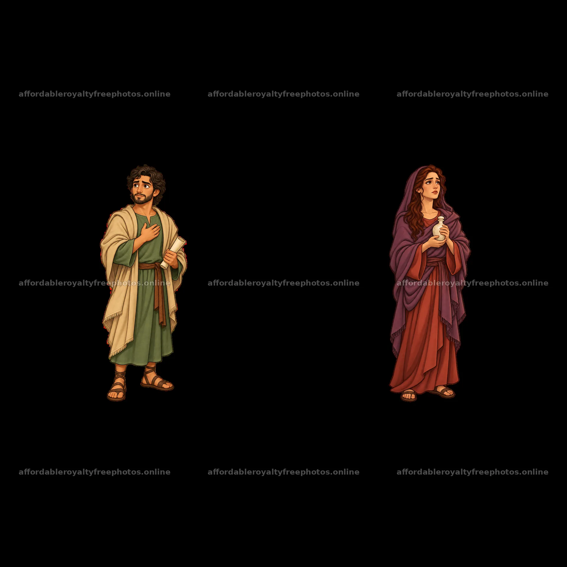 Jesus on the cross with two figures, one man and one – royalty-free photos 7746x7746