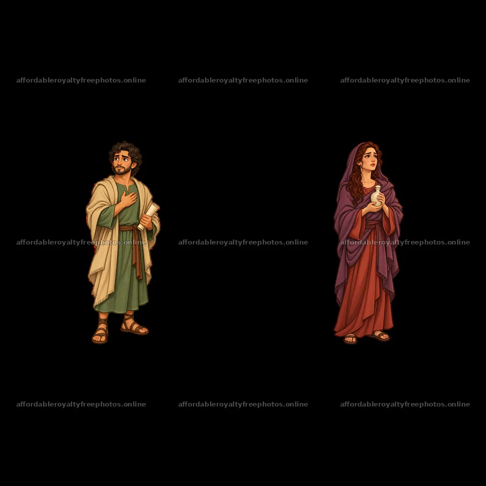 Jesus on the cross with two figures, one man and one – royalty-free photos 7746x7746