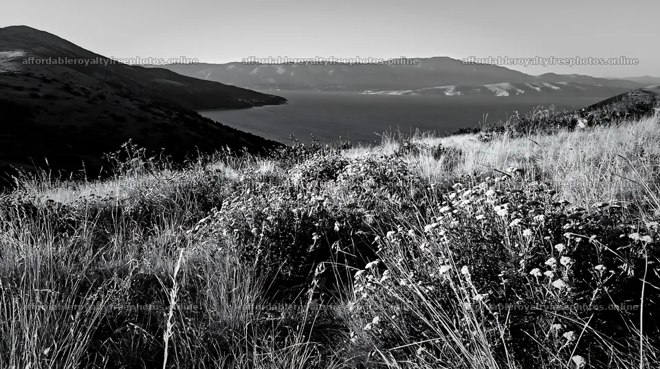 Croatian meadow above Adriatic coast with distant – royalty-free photos 10608x5938