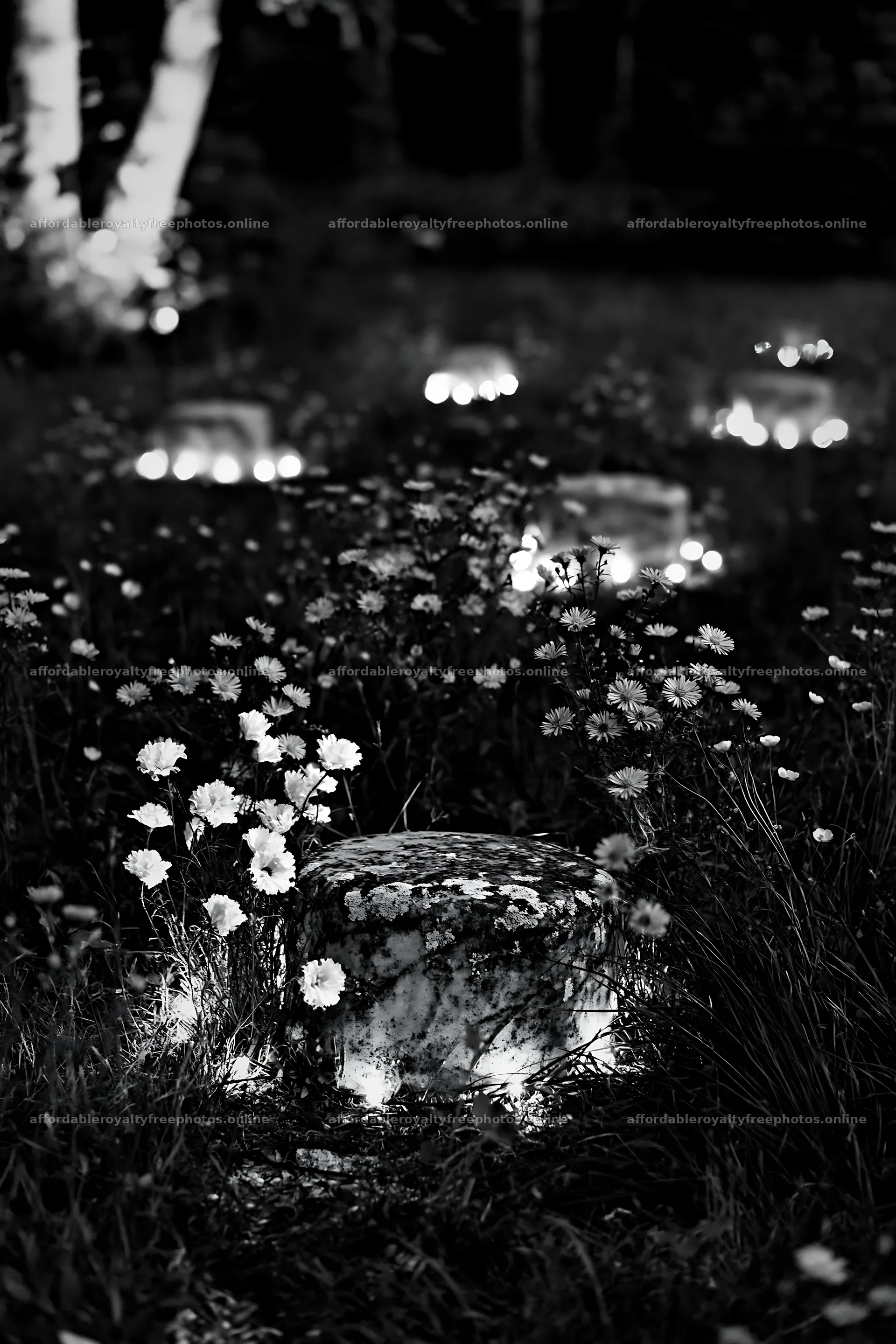 Vibrant meadow with glowing lights at dusk – royalty-free photos 6480x9722