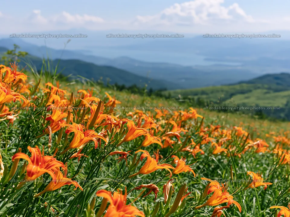 Kirigamine highland daylily meadow with orange flowers – royalty-free photos 9174x6866