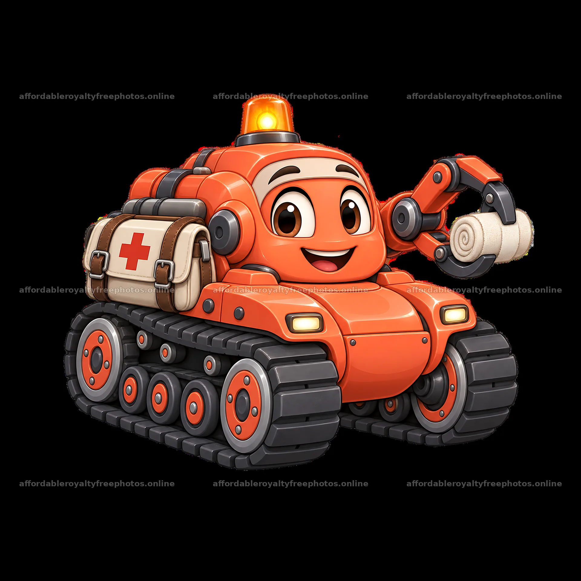 Cartoon tank character with medical supplies and – royalty-free photos 7746x7746